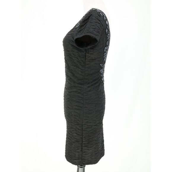 Free People Dress Womens Small Black Beaded Stretch Knit Open Back Fitted Lbd - Picture 5 of 15